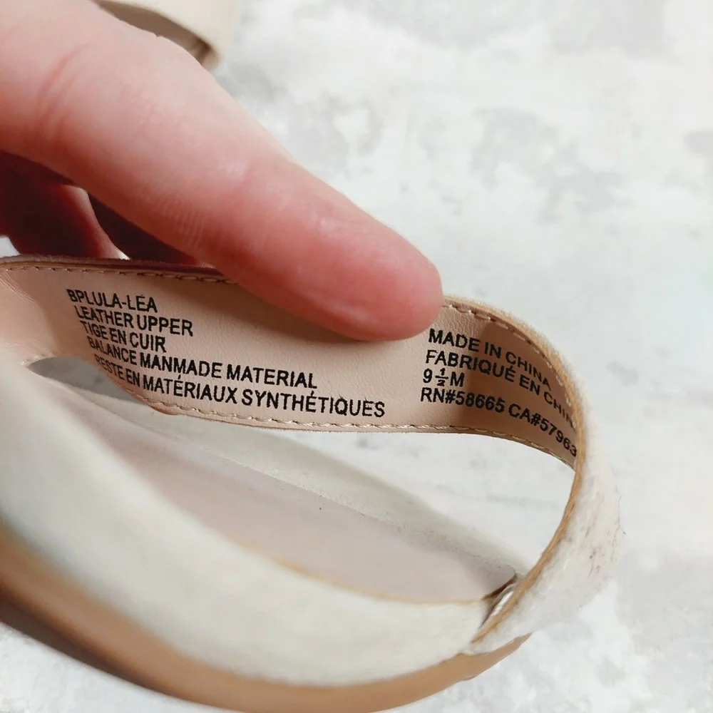 NEW BP. Lula Block Heel Slingback Suede Leather Beige Sandals i591